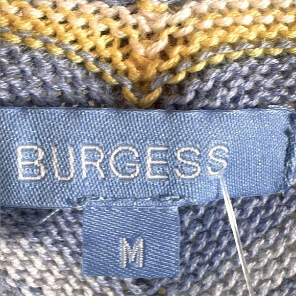 Burgess Blue and Yellow Silk Blend Sweater Size Medium - Picture 3 of 8